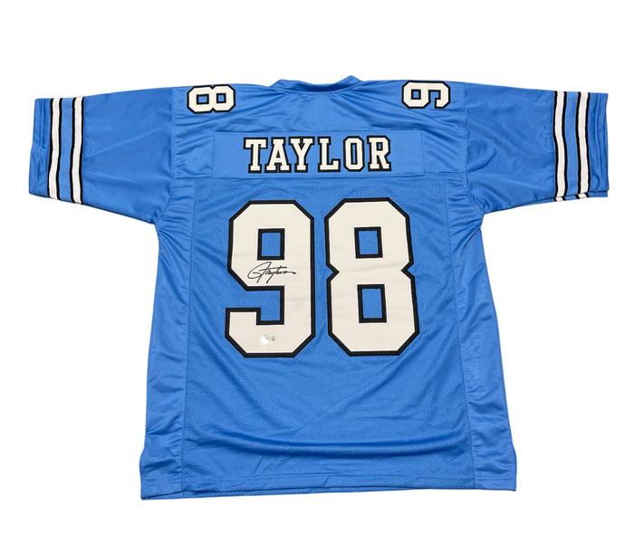 Lawrence Taylor Signed Custom Jersey Beckett Witness Authenticated - Light Blue Jersey-Powers Sports Memorabilia