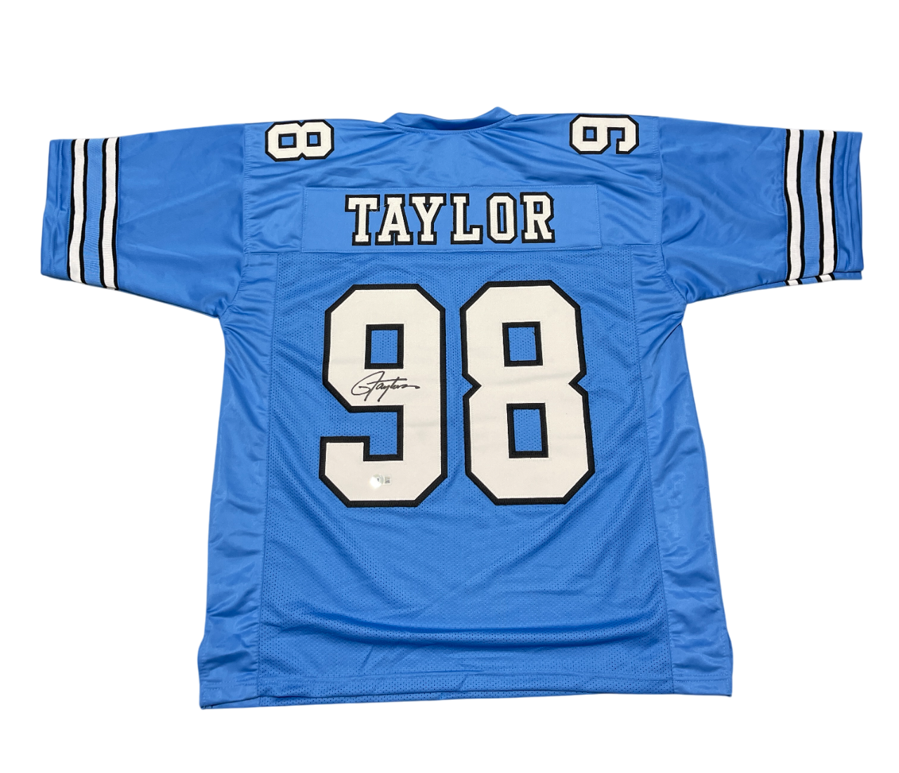 Lawrence Taylor Signed Custom Jersey Beckett Witness Authenticated - Light Blue Jersey-Powers Sports Memorabilia