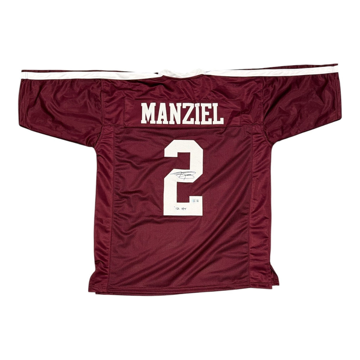 Johnny Manziel Signed Custom Jersey w/ 12 HT Beckett Witness Authenticated-Powers Sports Memorabilia