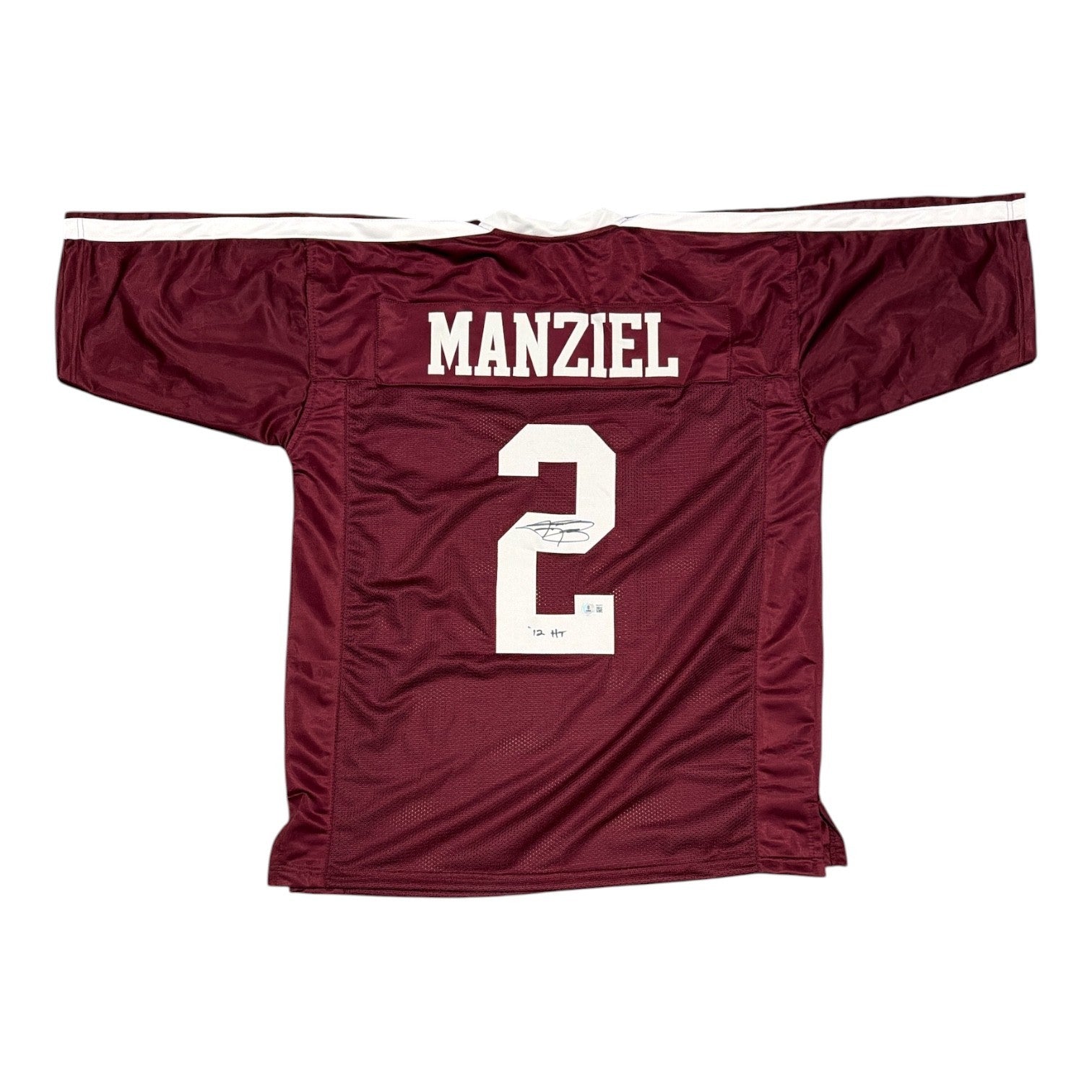 Johnny Manziel Signed Custom Jersey w/ 12 HT Beckett Witness Authenticated-Powers Sports Memorabilia