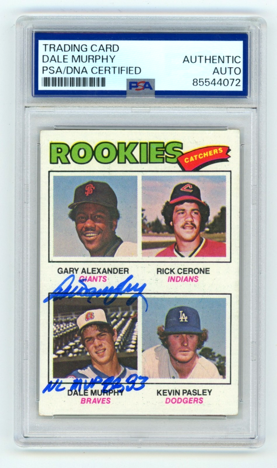 Dale Murphy 1977 Topps #476 Signed Rookie RC w/ NL MVP 82,83 PSA/DNA Authenticated-Powers Sports Memorabilia