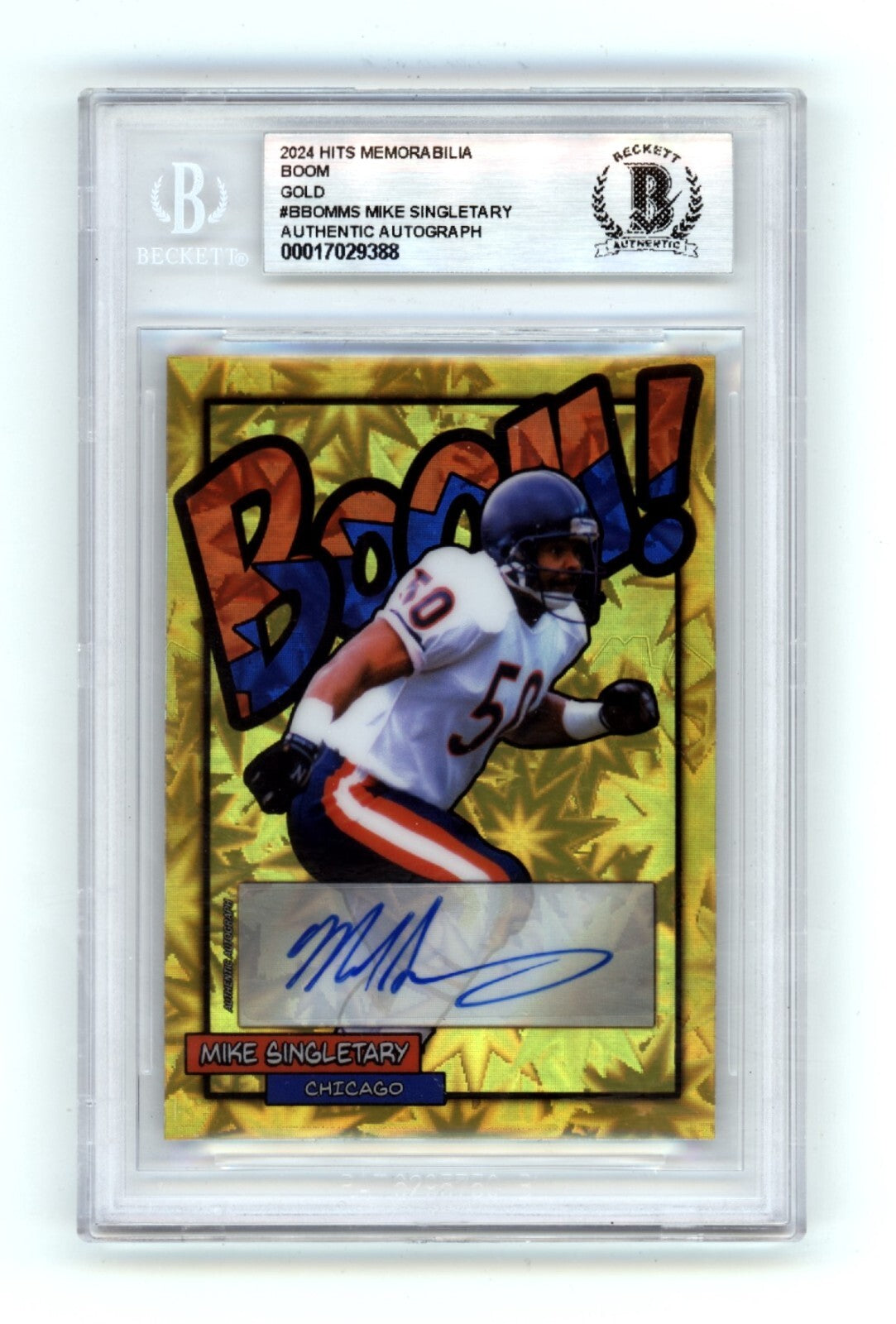 Mike Singletary 2024 Hits Memorabilia BOOM Gold #/10 Signed BGS BAS Auto Bears-Powers Sports Memorabilia