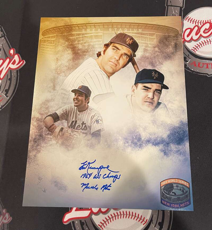 Ed Kranepool Signed New York Mets 11x14 Photo w/ 1969 WS Champs LSCM Authenticated-Powers Sports Memorabilia
