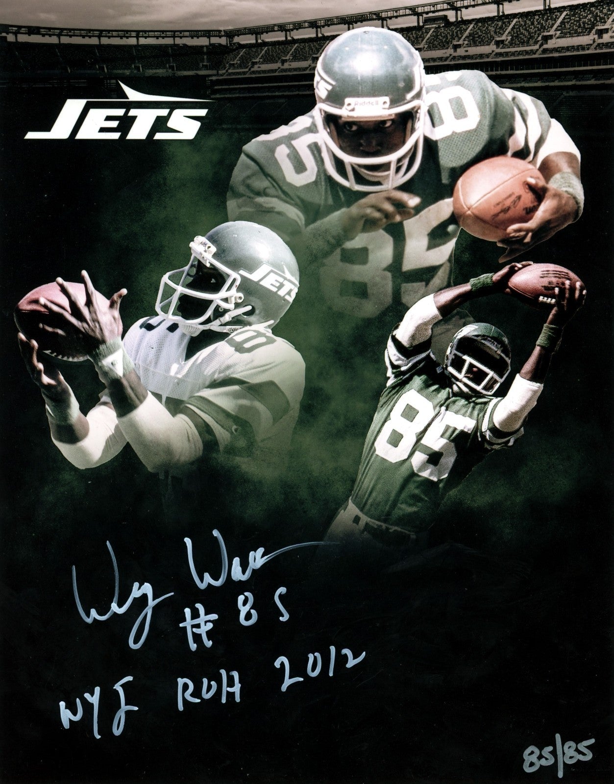 Wesley Walker Signed Jets 8x10 Photo w NYJ ROH 2012 LE JSY #85/85 LSCM Authenticated-Powers Sports Memorabilia