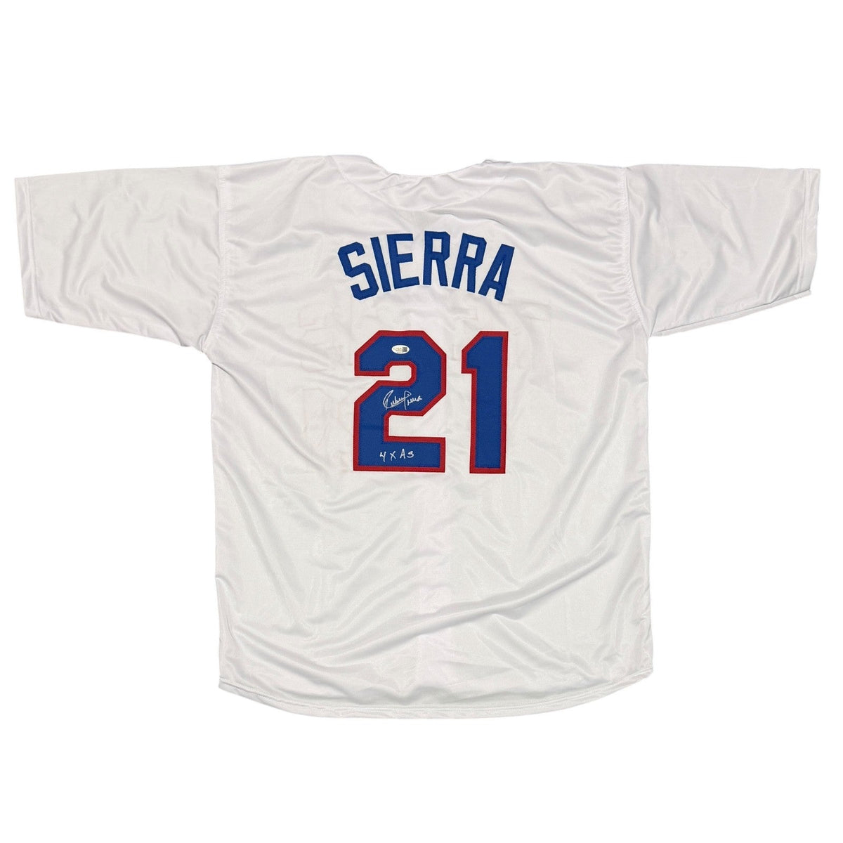 Ruben Sierra Signed Texas Rangers Custom Jersey w/ 4x AS Insc. JSA Witness COA W-Powers Sports Memorabilia