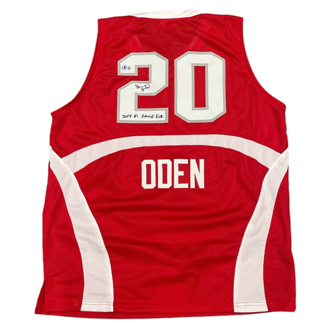 Greg Oden Signed Ohio State Custom Jersey w/ #1 Pick Beckett Witness Authenticated-Powers Sports Memorabilia