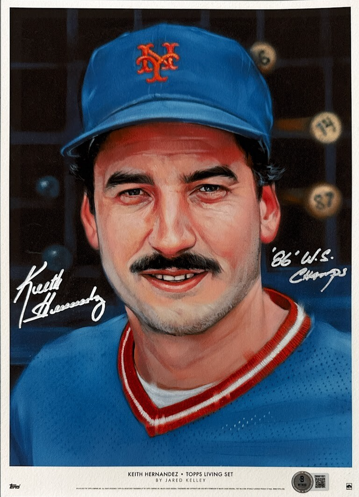 Keith Hernandez Signed Auto 11x17 Topps Living Print w/ 86 WSC Beckett Authenticated-Powers Sports Memorabilia