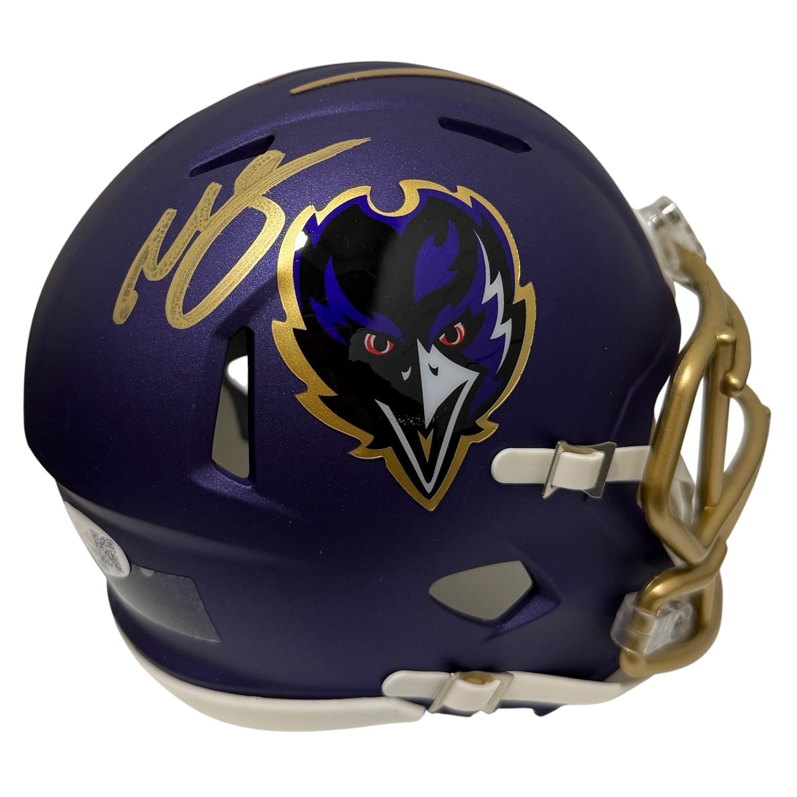Willis McGahee Signed Baltimore Ravens Alt Purple Mini Helmet JSA Witness Authenticated-Powers Sports Memorabilia