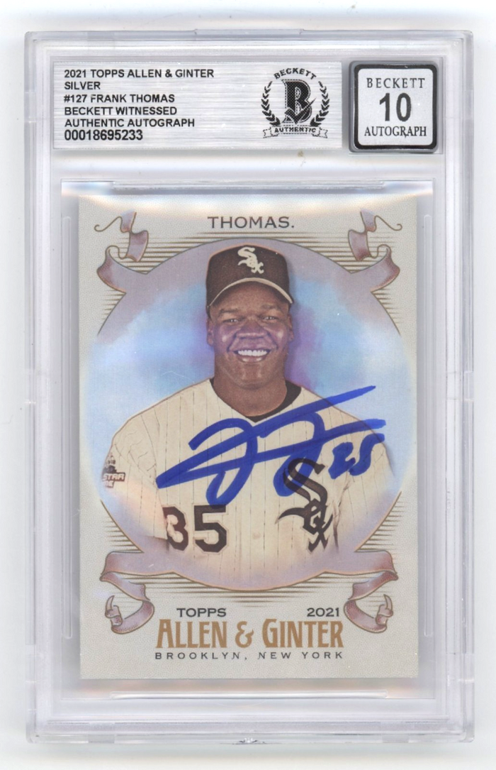 Frank Thomas 2021 Topps Allen Ginter Silver Signed Beckett BGS 10 Auto White Sox-Powers Sports Memorabilia