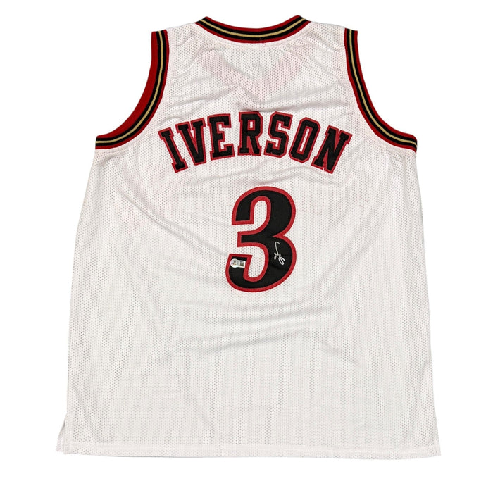 Allen Iverson Signed Custom White Jersey Beckett Witness Authenticated-Powers Sports Memorabilia