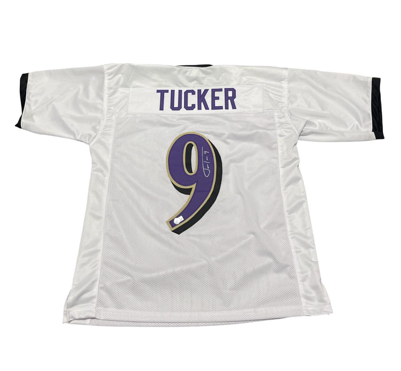 Justin Tucker Signed Custom Jersey Beckett Witness Authenticated - White Jersey-Powers Sports Memorabilia