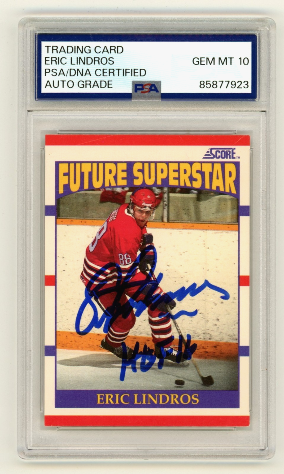 Eric Lindros 1990-91 Score #440 Signed Auto Rookie RC w/ HOF 16 PSA 10 Auto-Powers Sports Memorabilia