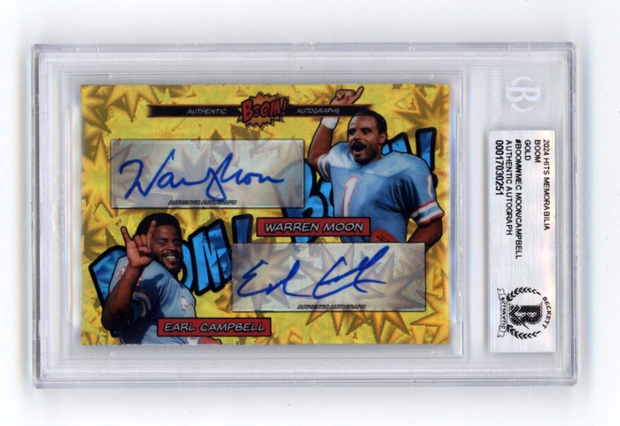 Warren Moon & Earl Campbell 2024 Hits BOOM Gold #/10 Dual Signed BGS BAS Auto-Powers Sports Memorabilia