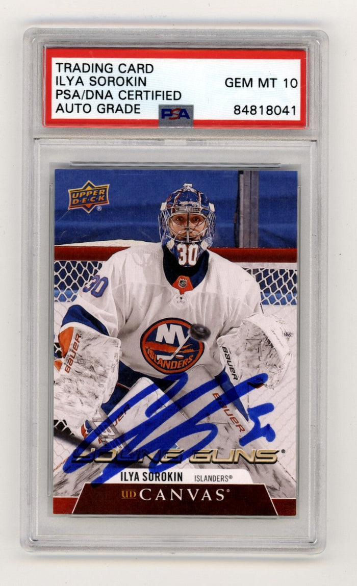 Ilya Sorokin 2020-21 Upper Deck Young Guns Canvas Rookie RC Signed PSA 10 Auto-Powers Sports Memorabilia
