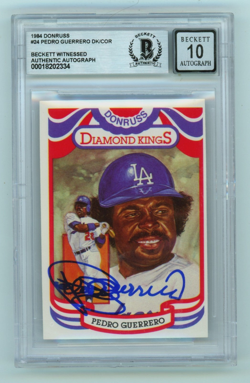 Pedro Guerrero 1984 Donruss Diamond Kings #24 Signed Beckett BGS 10 Auto Dodgers-Powers Sports Memorabilia