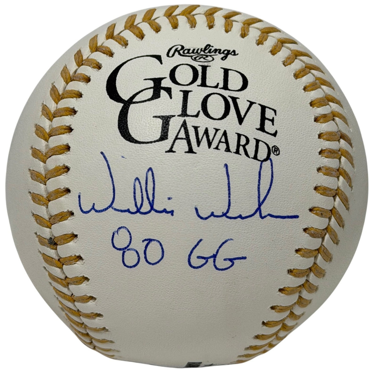 Willie Wilson Signed Gold Glove Baseball w/ 80 GG JSA Witness Authenticated-Powers Sports Memorabilia