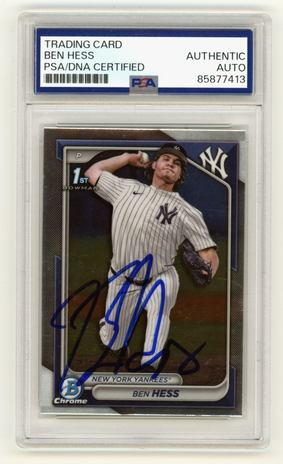 Ben Hess 2024 Bowman Chrome 1st Signed Rookie RC PSA Authentic Auto NY Yankees-Powers Sports Memorabilia