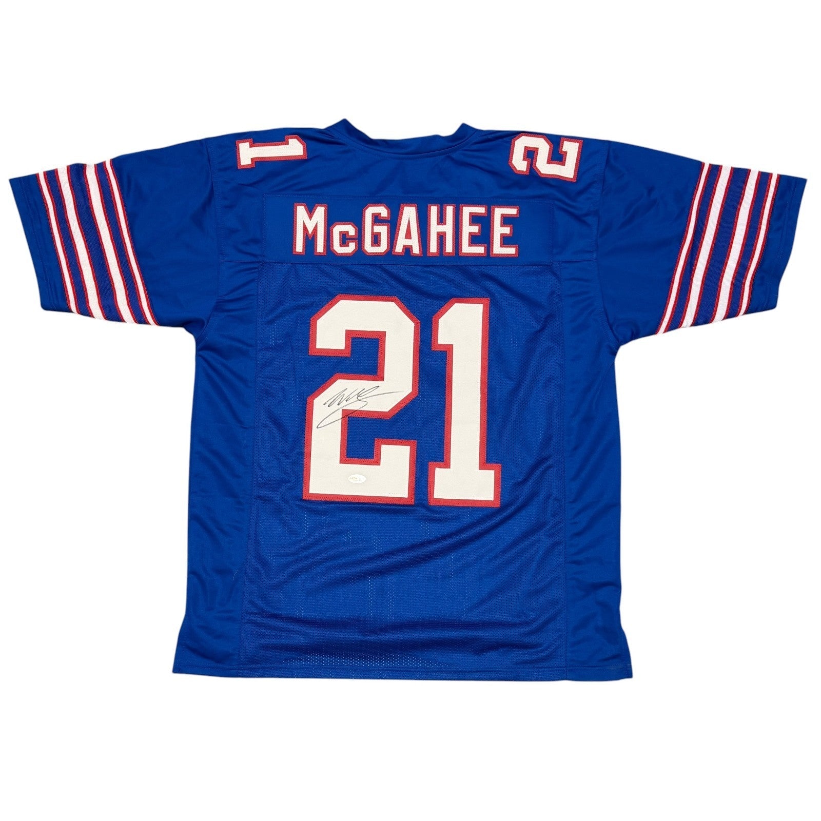 Willis McGahee Signed Custom Jersey JSA Witness Authenticated - Blue Jersey-Powers Sports Memorabilia