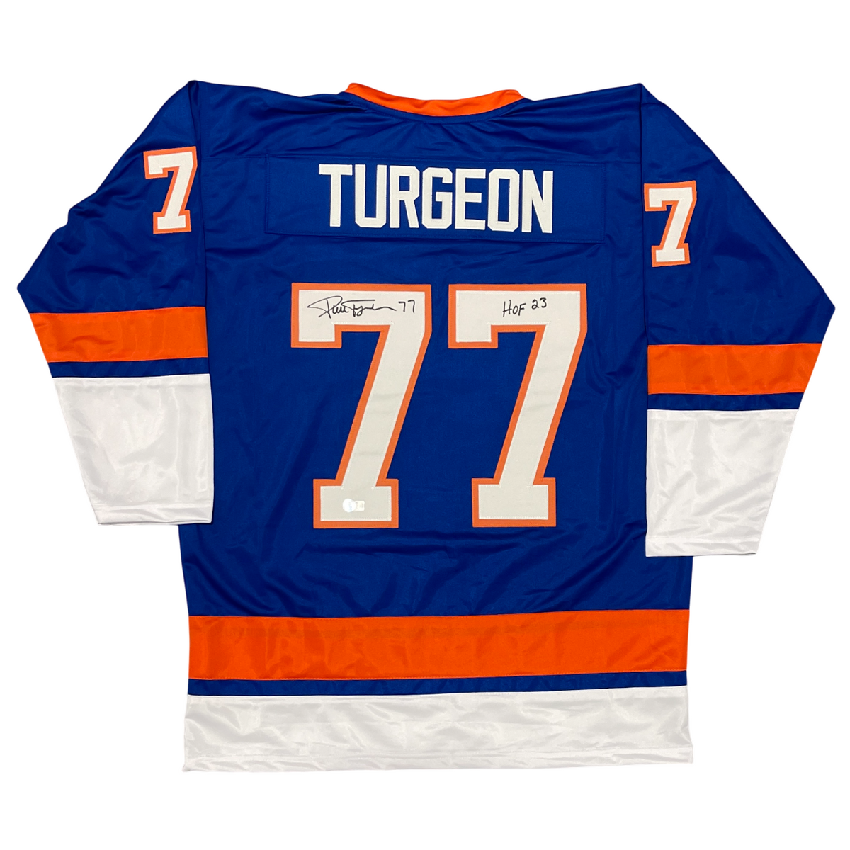Pierre Turgeon Signed NY Islanders Custom Jersey w/ HOF 23 Beckett Wit BAS COA-Powers Sports Memorabilia