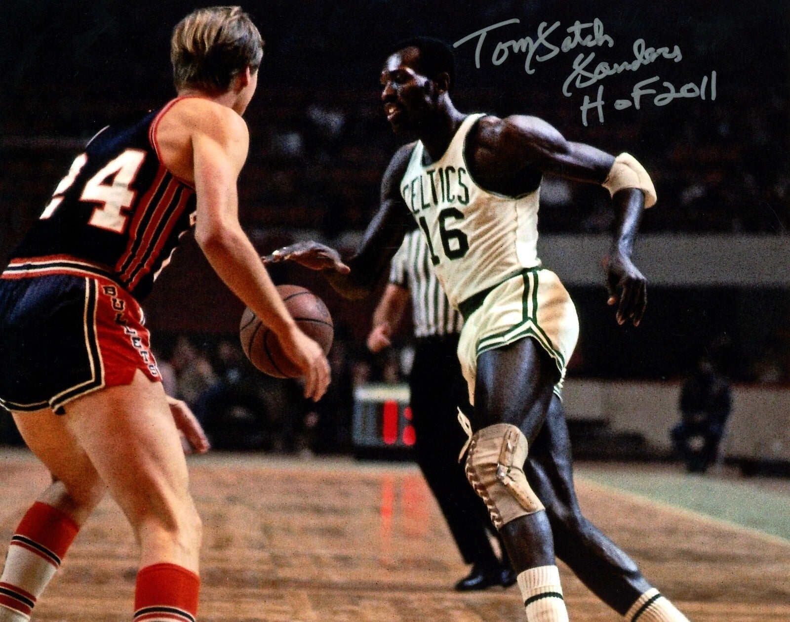 Tom "Satch" Sanders Signed Boston Celtics 8x10 Photo w/ HOF 2011 LSCM Authenticated #1-Powers Sports Memorabilia