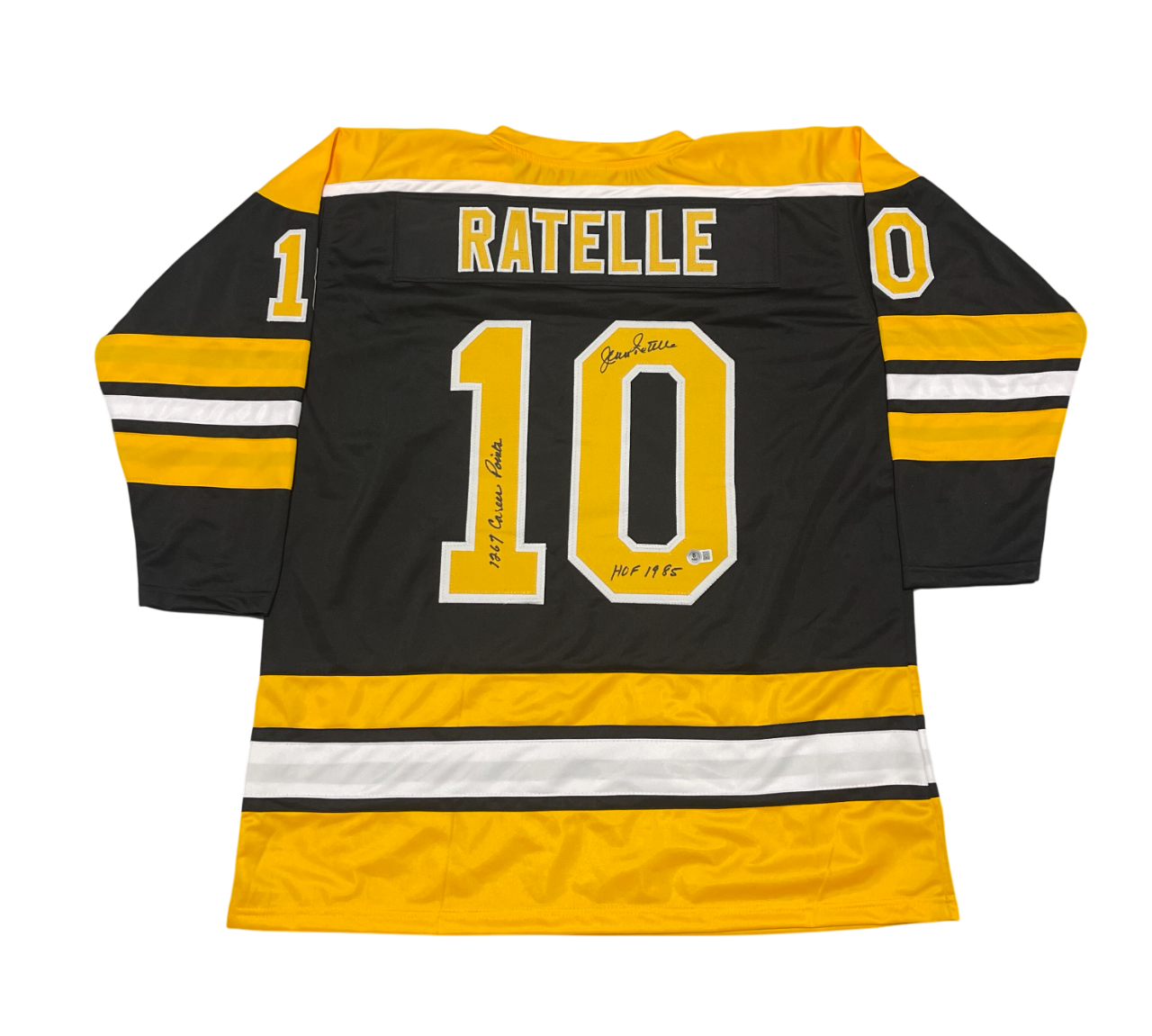 Jean Ratelle Signed Custom Jersey w 2 Insc Beckett Witness Authenticated-Powers Sports Memorabilia