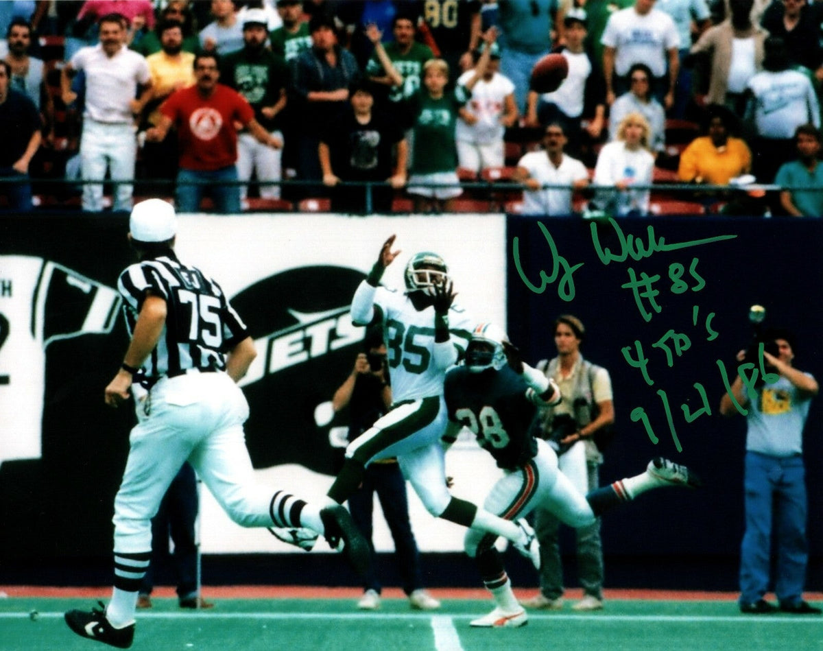 Wesley Walker Signed New York Jets 8x10 Photo w/ 4 TD 9/21/86 LSCM Authenticated #4-Powers Sports Memorabilia