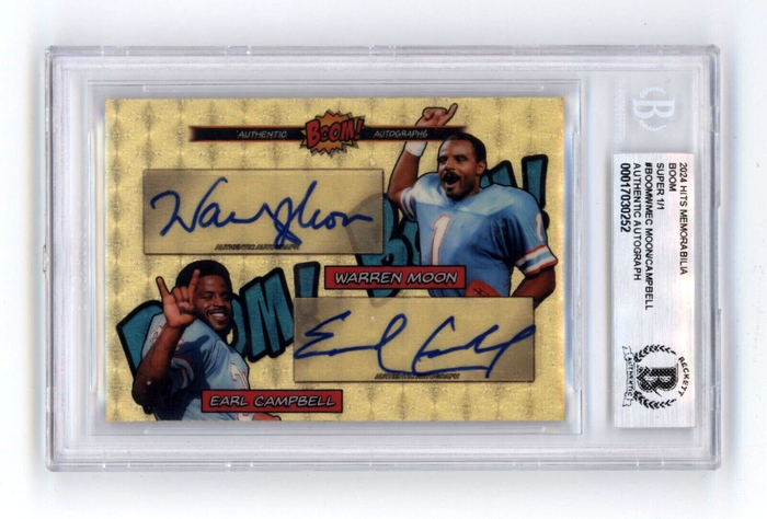 Warren Moon & Earl Campbell 2024 Hits BOOM Super #1/1 Dual Signed BGS BAS Auto-Powers Sports Memorabilia