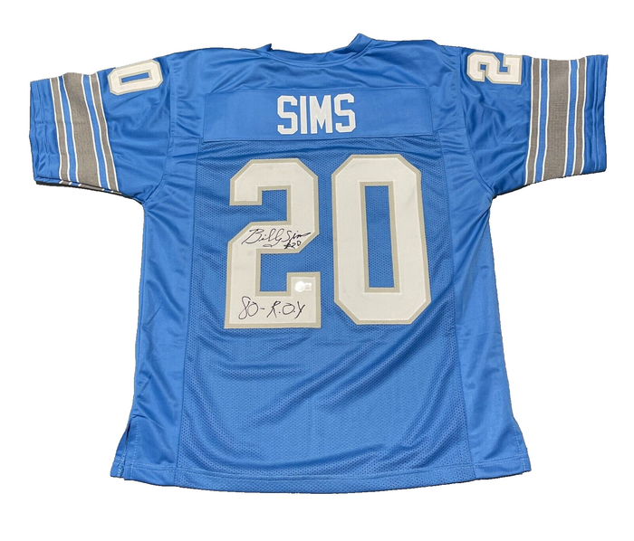 Billy Sims Signed Detroit Lions Custom Jersey w/ 80 ROY Beckett Witness Authenticated-Powers Sports Memorabilia