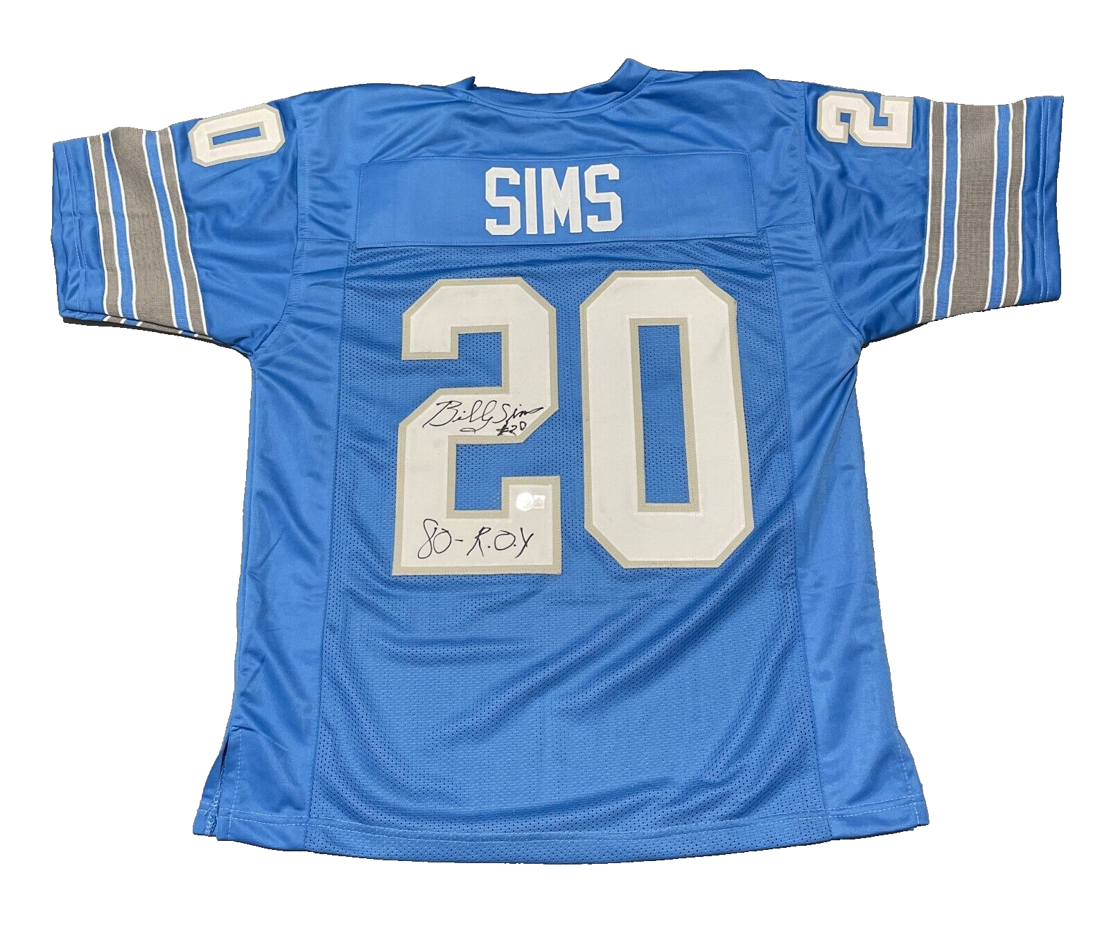 Billy Sims Signed Detroit Lions Custom Jersey w/ 80 ROY Beckett Witness Authenticated-Powers Sports Memorabilia