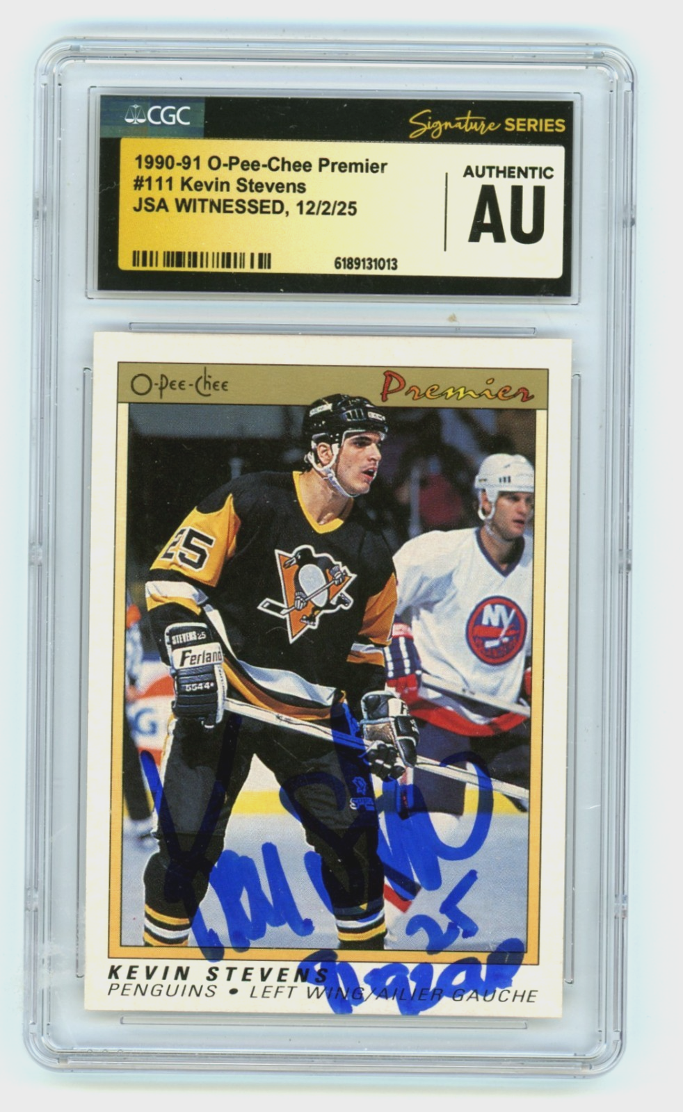 Kevin Stevens 1990-91 O-Pee-Chee Premier Signed RC JSA CGC Authentic Auto-Powers Sports Memorabilia
