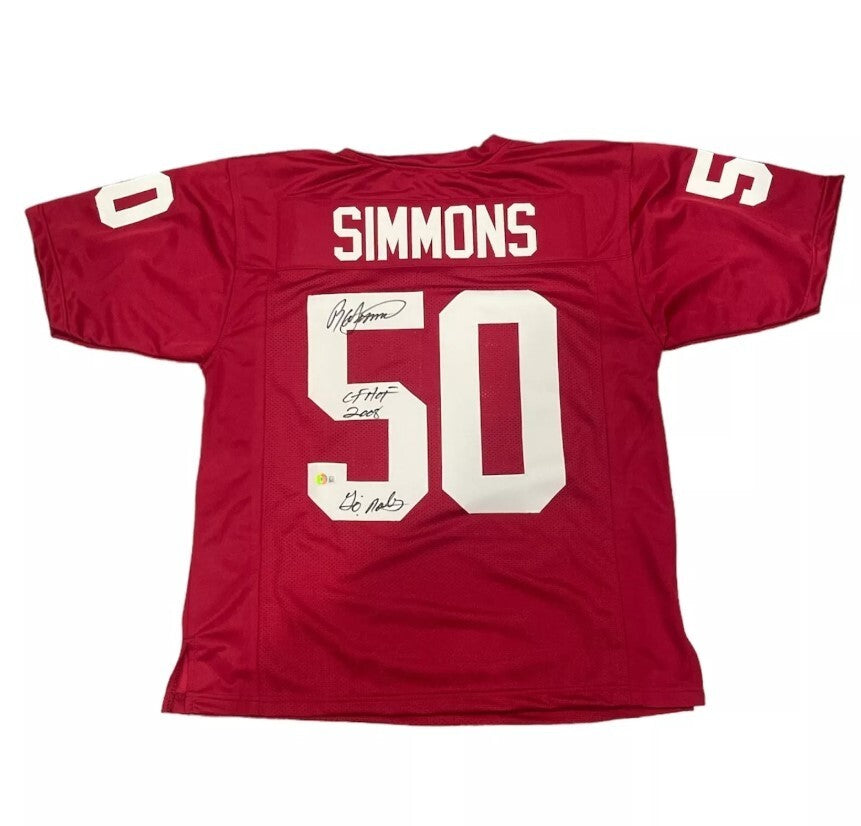 Ron Simmons Signed Florida State Custom Jersey w/ 2x Ins Beckett Witness BAS COA-Powers Sports Memorabilia