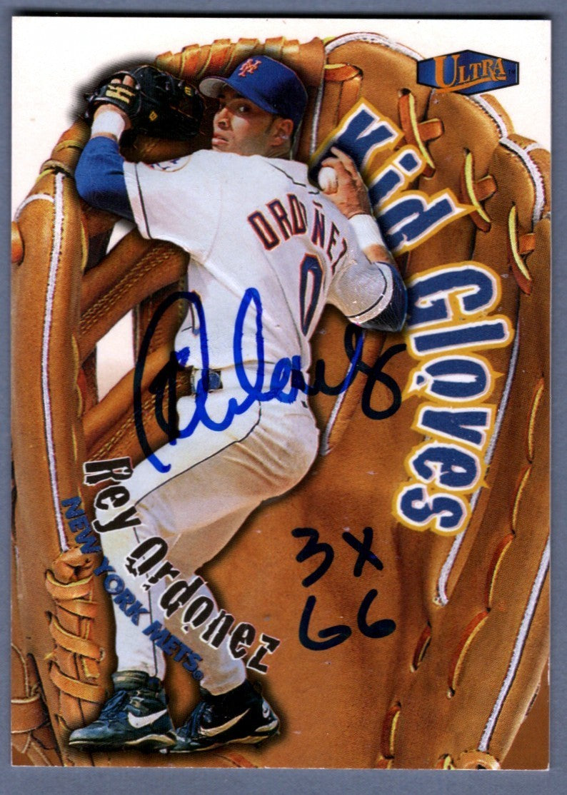 Rey Ordonez Signed 1997 Fleer Ultra #11KG Kid Gloves w/ 3 GG Insc. LSCM Authenticated Mets-Powers Sports Memorabilia