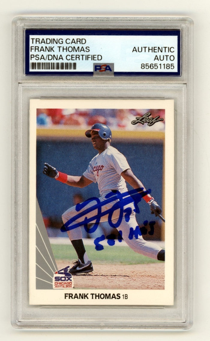 Frank Thomas 1990 Leaf #300 Signed Rookie RC w/ 521 HR's Insc PSA/DNA Authenticated-Powers Sports Memorabilia