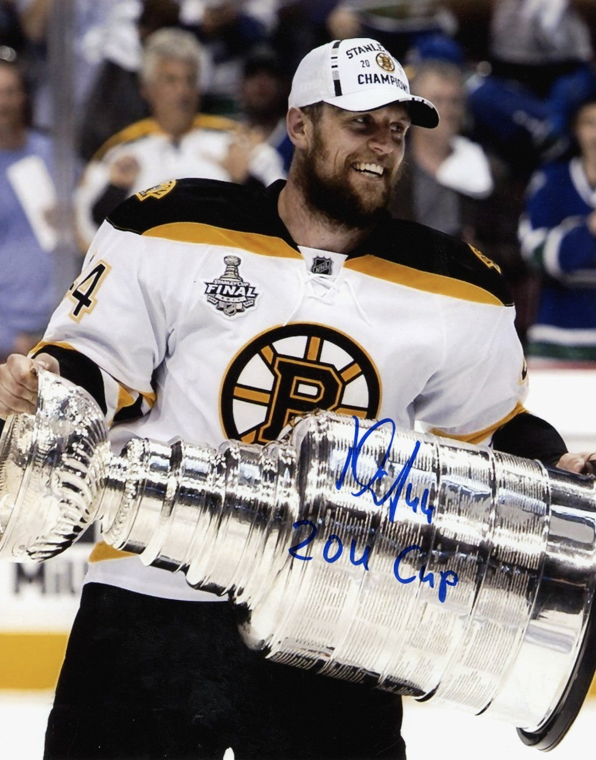 Dennis Seidenberg Signed Boston Bruins 8x10 Photo w/ 2011 Cup LSCM COA-Powers Sports Memorabilia