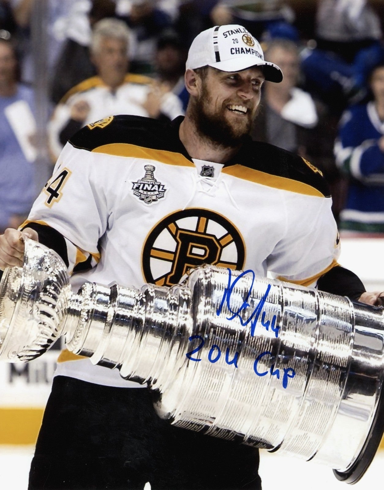 Dennis Seidenberg Signed Boston Bruins 8x10 Photo w/ 2011 Cup LSCM Authenticated-Powers Sports Memorabilia
