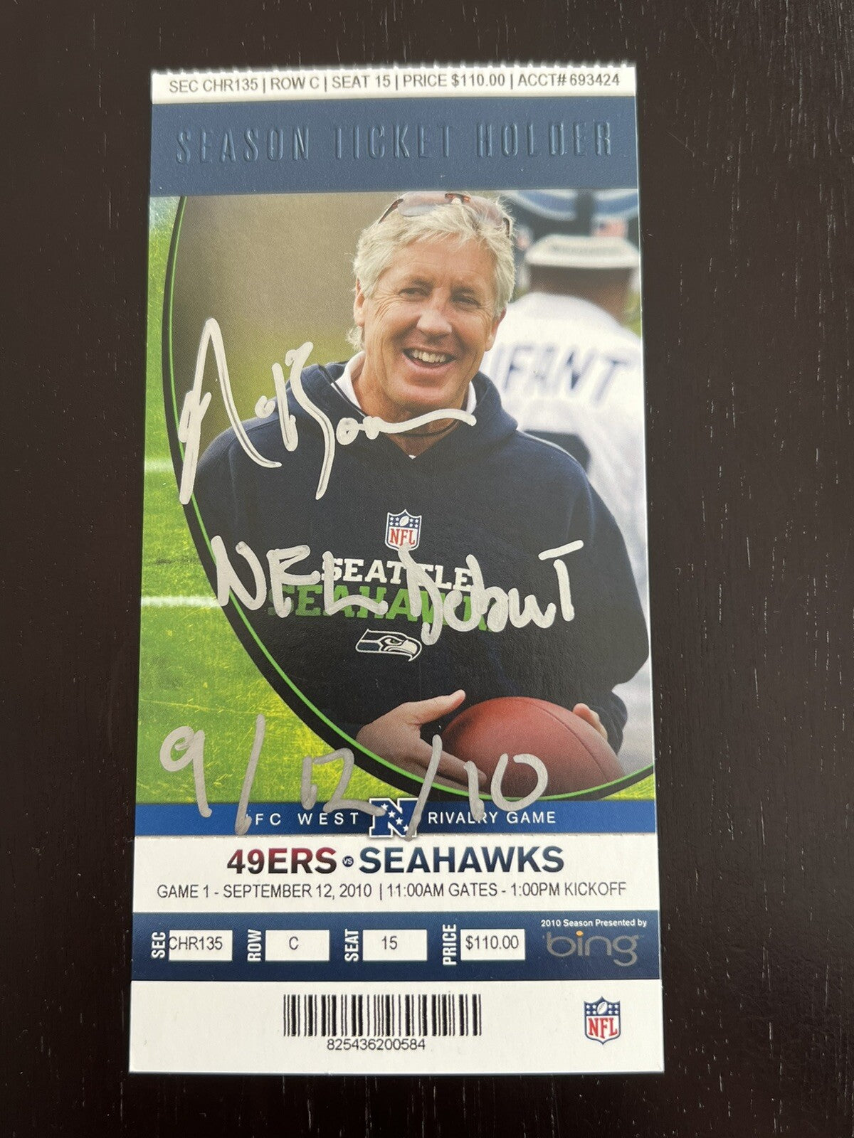 NaVorro Bowman Signed NFL Debut 1st Game Season Ticket 9/12/10 JSA Witness Authenticated 49ers-Powers Sports Memorabilia