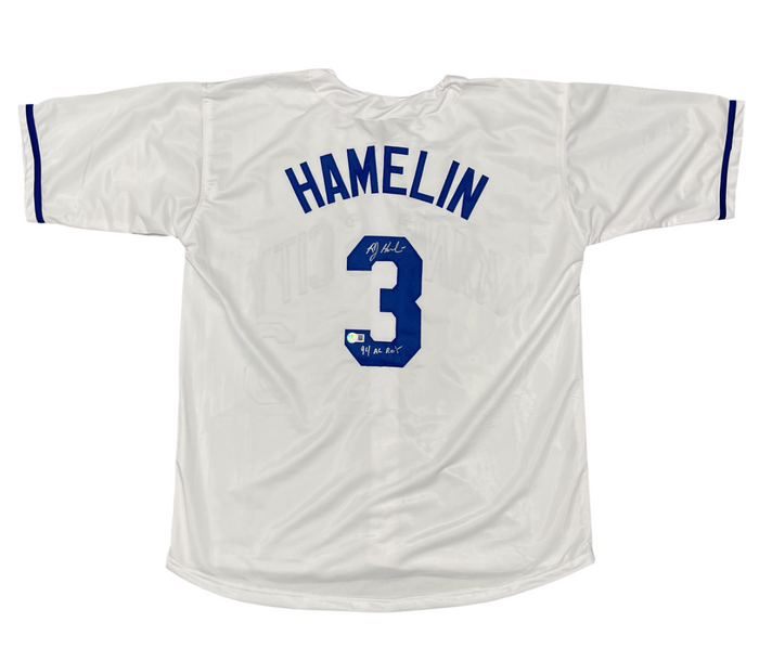 Bob Hamelin Signed KC Royals Custom Jersey w/ 94 AL ROY Beckett Witness BAS COA-Powers Sports Memorabilia