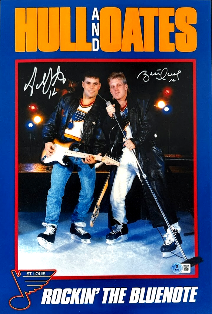 Brett Hull & Adam Oates Signed Auto 12x18 Hull & Oates Poster Photo Beckett Authenticated-Powers Sports Memorabilia