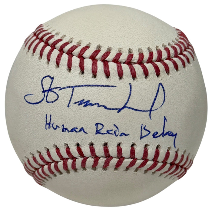 Steve Trachsel Signed ROMLB Baseball w/ Human Rain Delay Insc JSA Witness Authenticated-Powers Sports Memorabilia