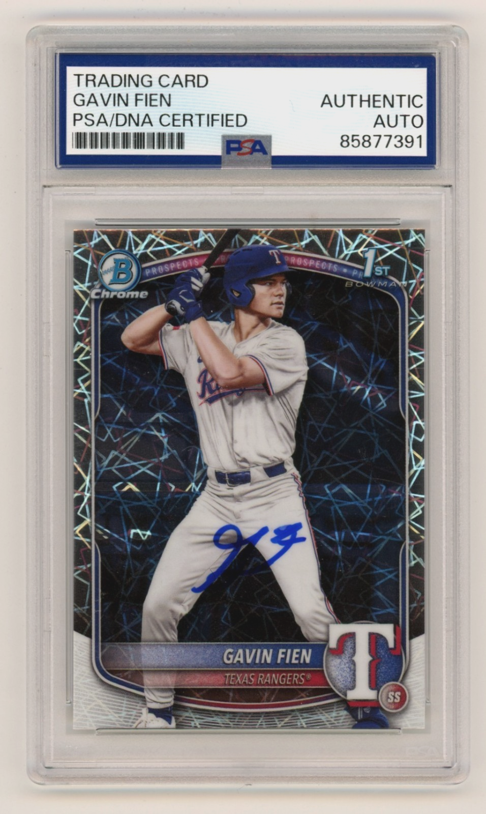 Gavin Fien 2025 Bowman Chrome 1st Lazer Refractor Auto RC PSA Authentic Auto-Powers Sports Memorabilia