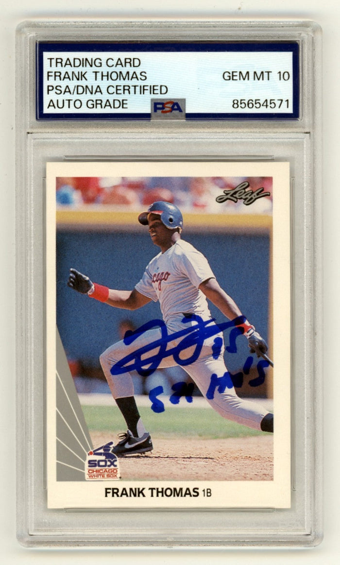 Frank Thomas 1990 Leaf #300 Signed Rookie RC w/ 521 HR's Insc PSA 10 Auto HOF-Powers Sports Memorabilia