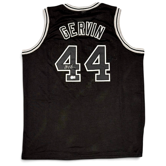 George Gervin Signed Custom Jersey Beckett Witness Authenticated-Powers Sports Memorabilia