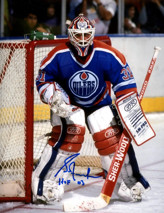 Grant Fuhr Signed Edmonton Oilers 8x10 Photo w/ HOF 03 LSCM Authenticated-Powers Sports Memorabilia
