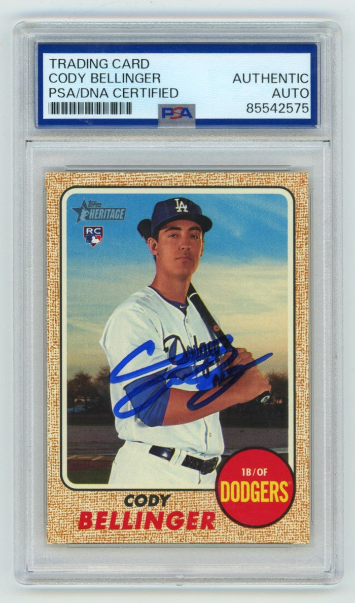 Cody Bellinger 2017 Topps Heritage #678 Signed Rookie RC PSA/DNA Authenticated-Powers Sports Memorabilia