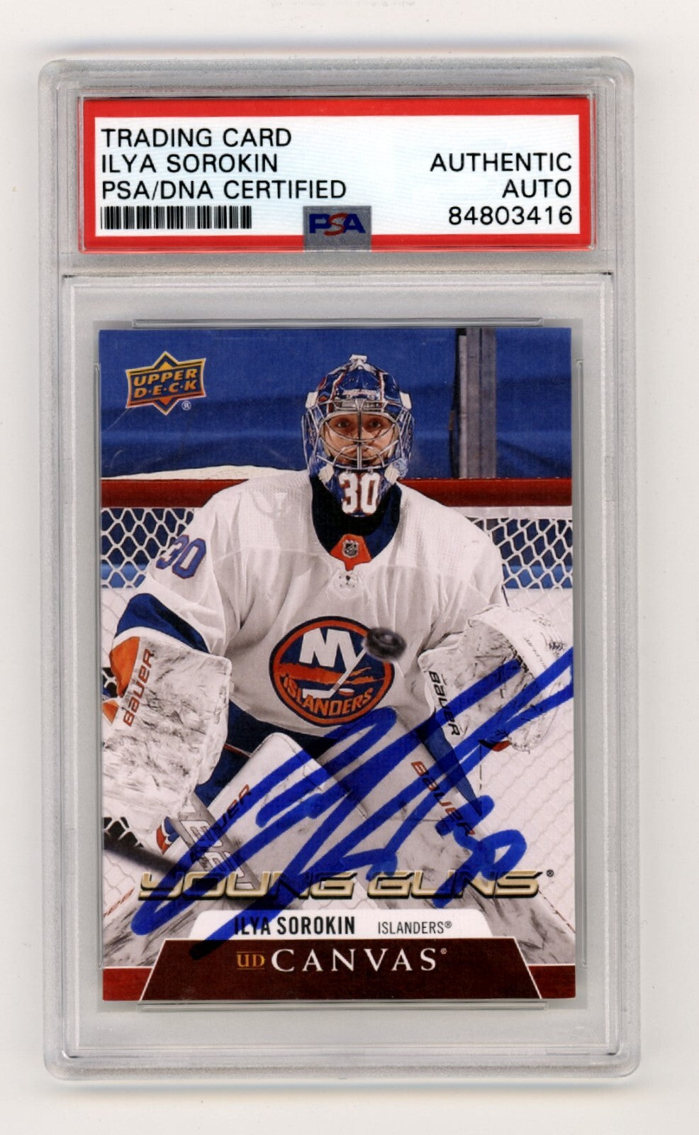 Ilya Sorokin 2020-21 Upper Deck Young Guns Canvas Rookie RC Signed PSA Auto-Powers Sports Memorabilia