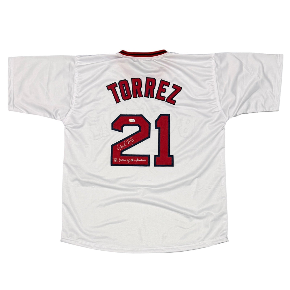 Mike Torrez Signed Custom Jersey w/ The Curse of the Bambino JSA Witness Authenticated-Powers Sports Memorabilia
