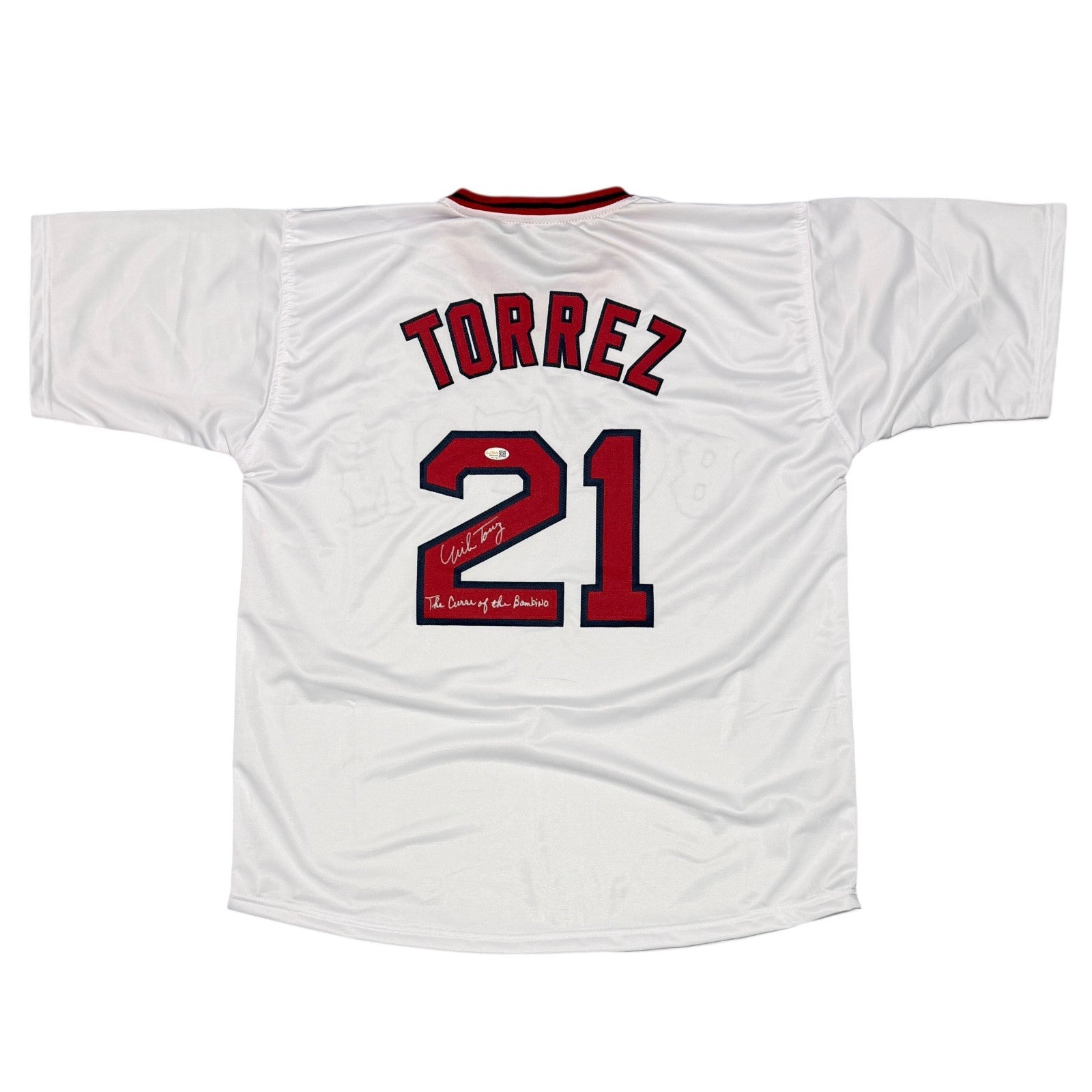 Mike Torrez Signed Custom Jersey w/ The Curse of the Bambino JSA Witness Authenticated-Powers Sports Memorabilia