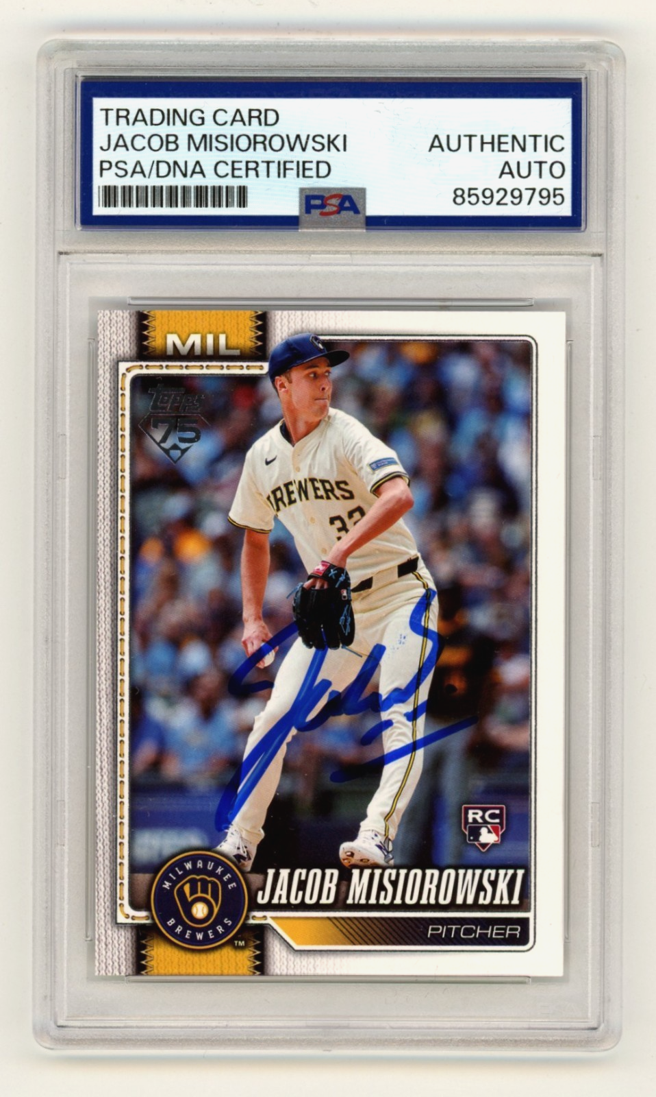 Jacob Misiorowski 2026 Topps Series 1 #10 Signed Rookie RC PSA/DNA Authenticated-Powers Sports Memorabilia