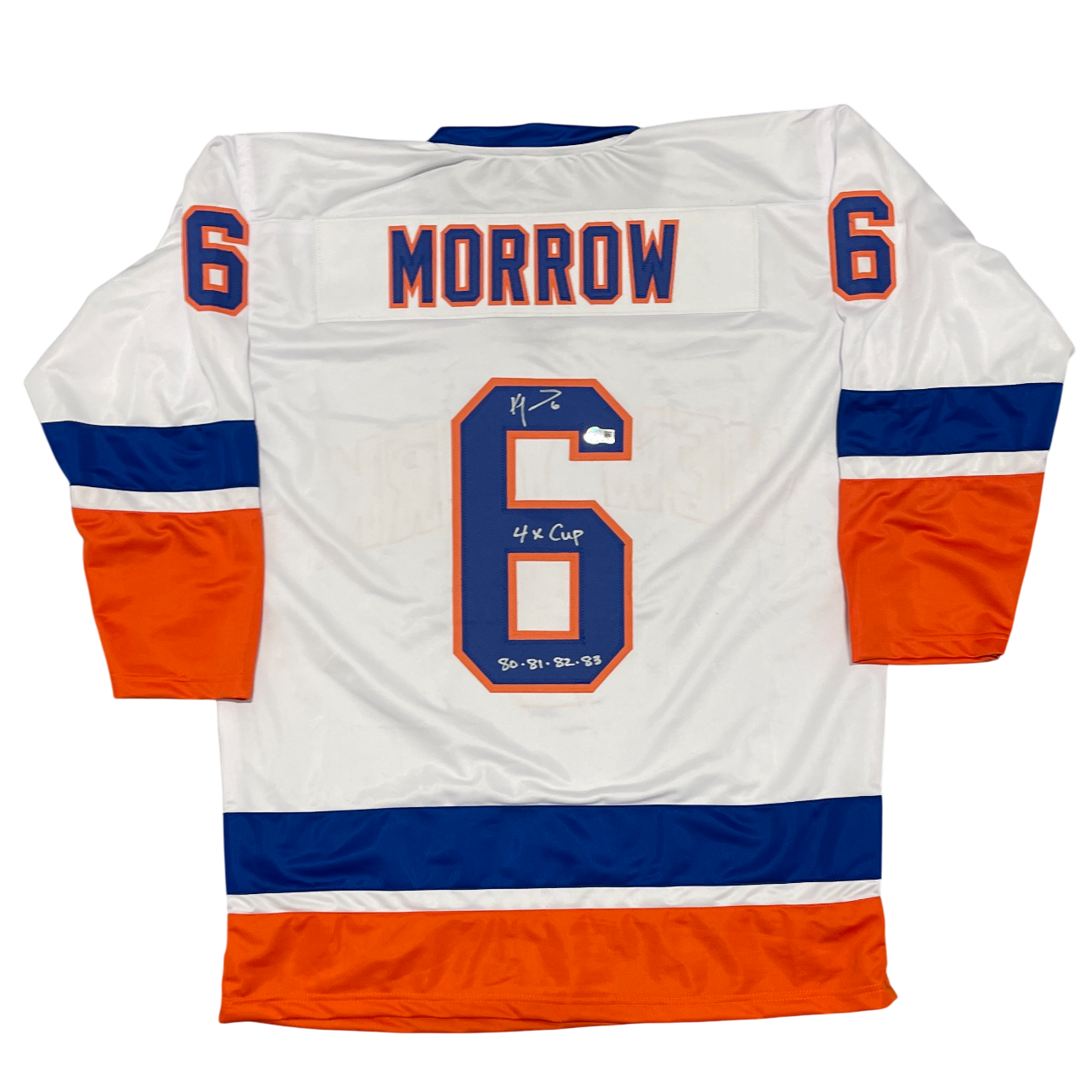 Ken Morrow Signed Custom Jersey w 4x Cup 80 81 82 83 Beckett W Beckett Authenticated-Powers Sports Memorabilia