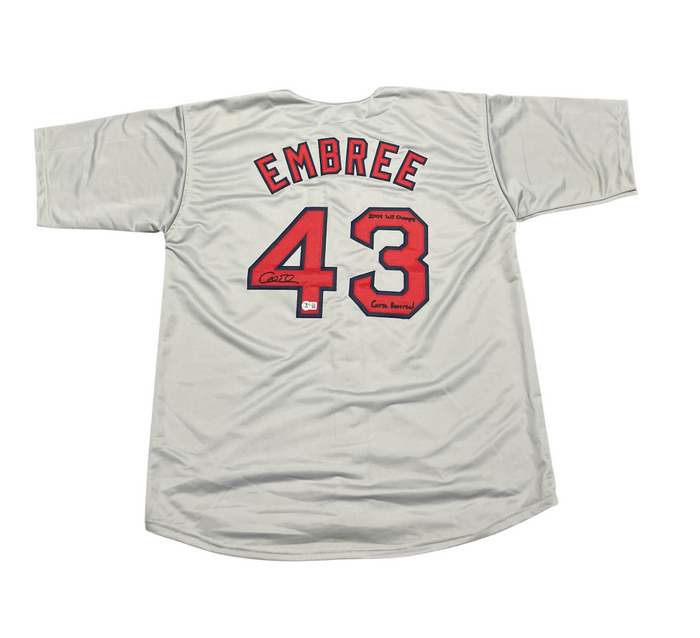 Alan Embree Signed Boston Red Sox Custom Jersey w/ WS + Curse Beckett BAS COA-Powers Sports Memorabilia
